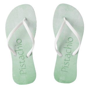Soft Grey Pistachio ombre abstract Your name Flip Flops