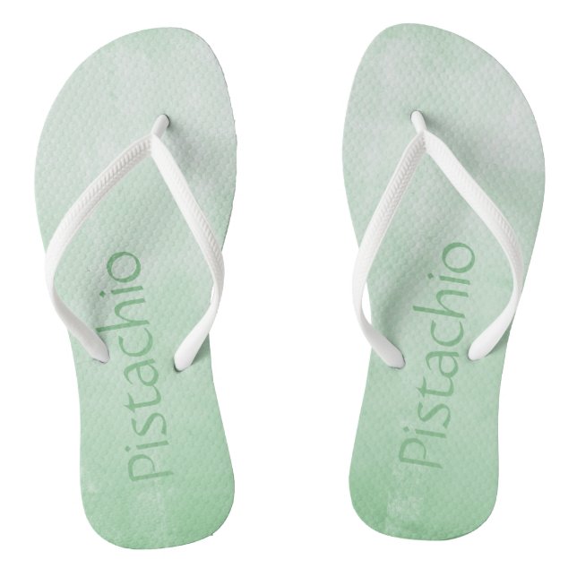 Soft Grey Pistachio ombre abstract Your name Flip Flops (Footbed)