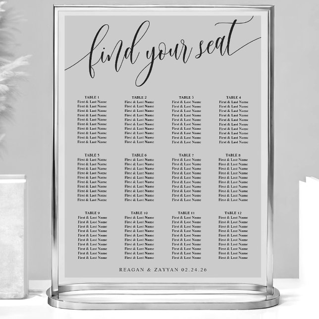Soft Grey Simple Wedding Seating Chart (Creator Uploaded)