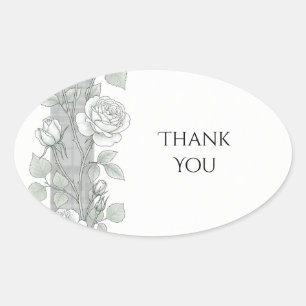 Soft Grey Tartan Rose Thank You Sticker
