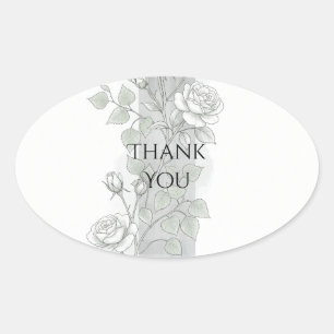 Soft Grey Tartan Rose Thank You Sticker