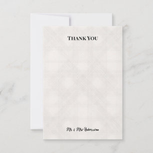 Soft Grey Tartan Rose Wedding Thank You Card