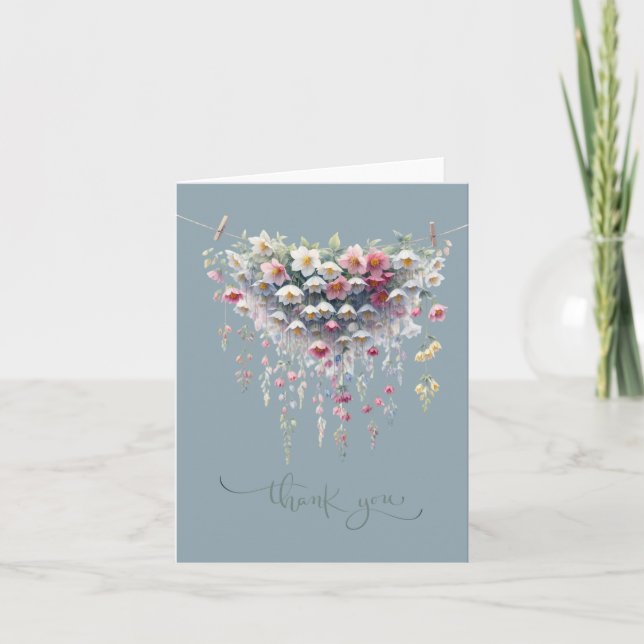 Soft Hanging Floral Whimsy Blank Thank You Card (Front)