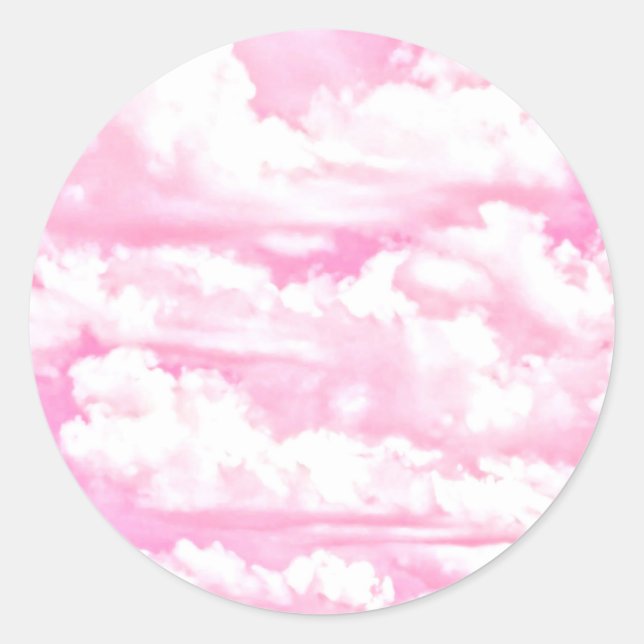Soft Happy Rose Clouds Decor Classic Round Sticker (Front)