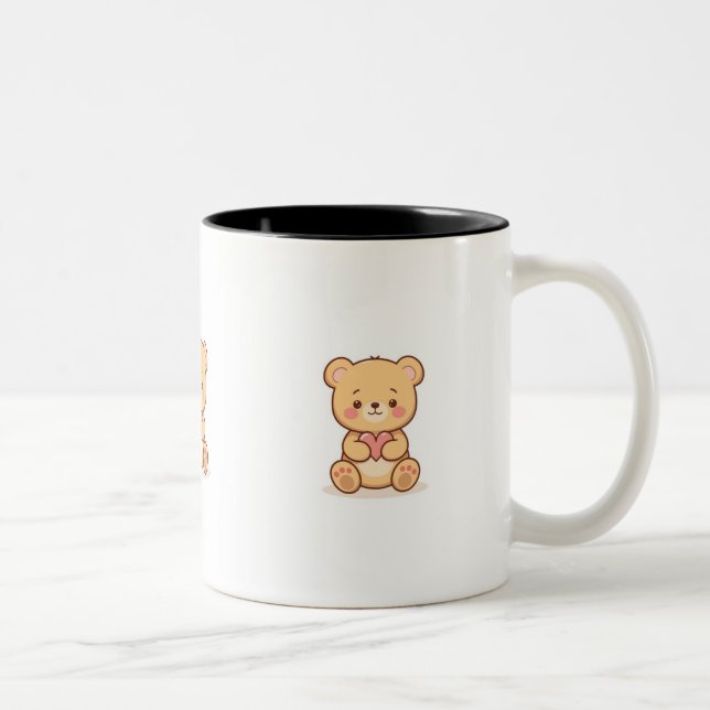 Soft Heart Big Love Cute Teddy Bear Mugs  (Right)