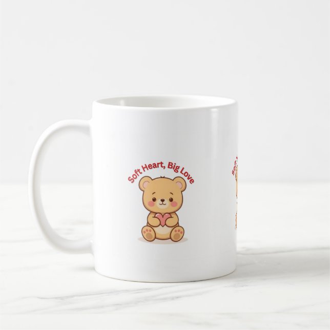 Soft Heart Big Love Cute Teddy Bear Mugs  (Left)