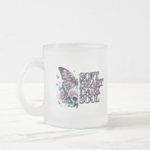 Soft Heart Dark Soul Pastel Goth  Frosted Glass Coffee Mug