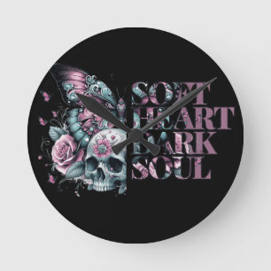 Soft Heart Dark Soul Pastel Goth Round Clock