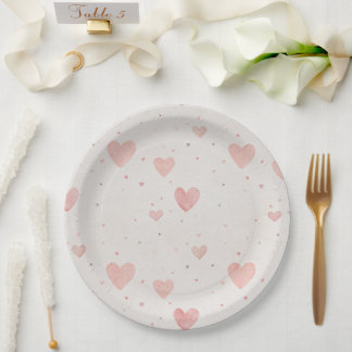 Soft Heart Pattern Paper Plates