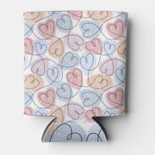 Soft Hearts: Continuous Line Valentine's Can Cooler