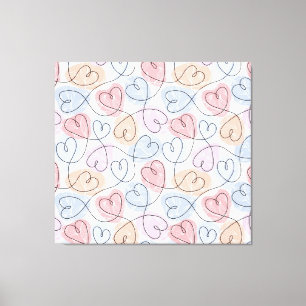 Soft Hearts: Continuous Line Valentine's Canvas Print