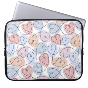 Soft Hearts: Continuous Line Valentine's Laptop Sleeve