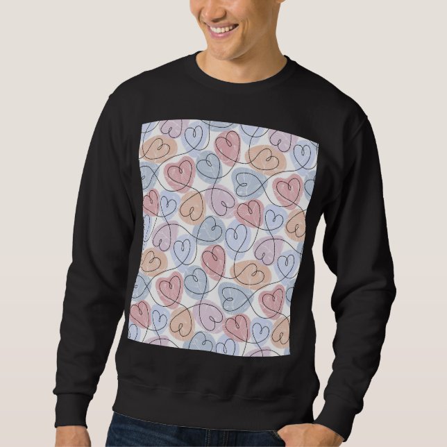 Soft Hearts: Continuous Line Valentine's Sweatshirt (Front)