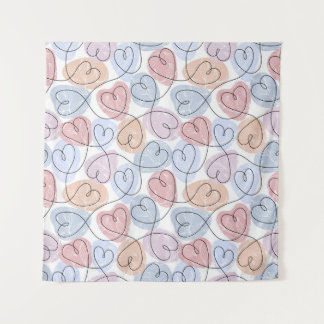 Soft Hearts: Continuous Line Valentine's Tapestry