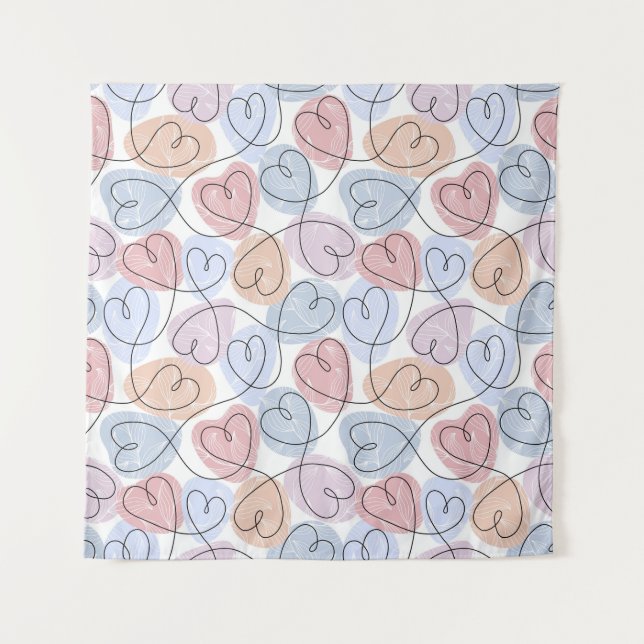 Soft Hearts: Continuous Line Valentine's Tapestry (Front)