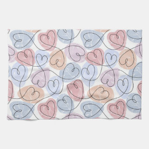 Soft Hearts: Continuous Line Valentine's Tea Towel