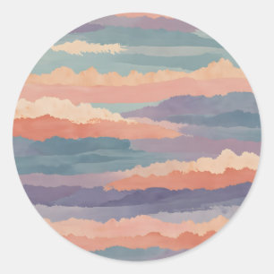 Soft Horizon Waves Classic Round Sticker