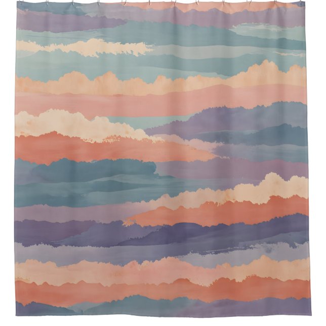 Soft Horizon Waves Shower Curtain (Front)