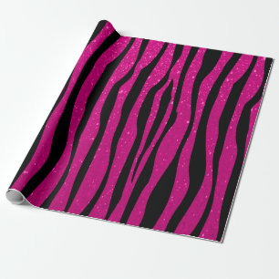 Soft Hot Pink Glitter Zebra Animal Prints Wrapping Paper