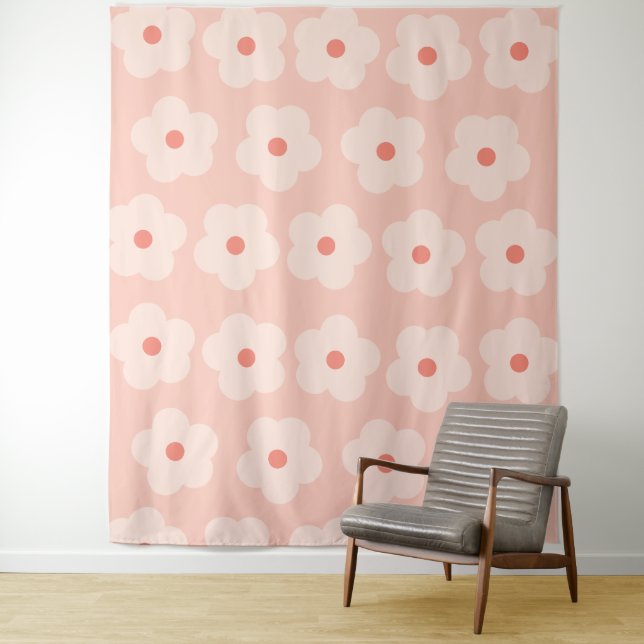Soft Hue Peach Blooms Tapestry (In Situ)