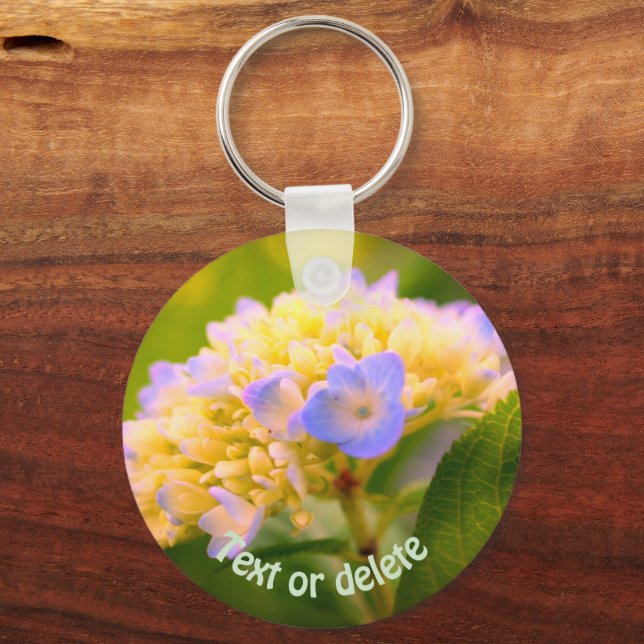 Soft Hydrangea Flower Personalised Key Ring (Front)