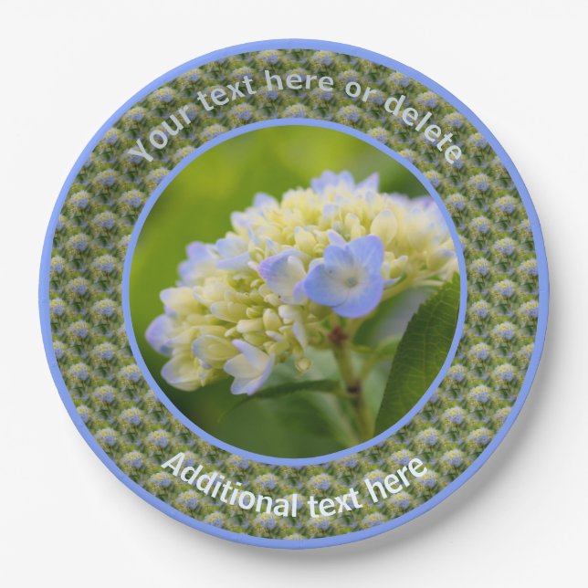 Soft Hydrangea Flower Personalised Party  Paper Plate (Front)