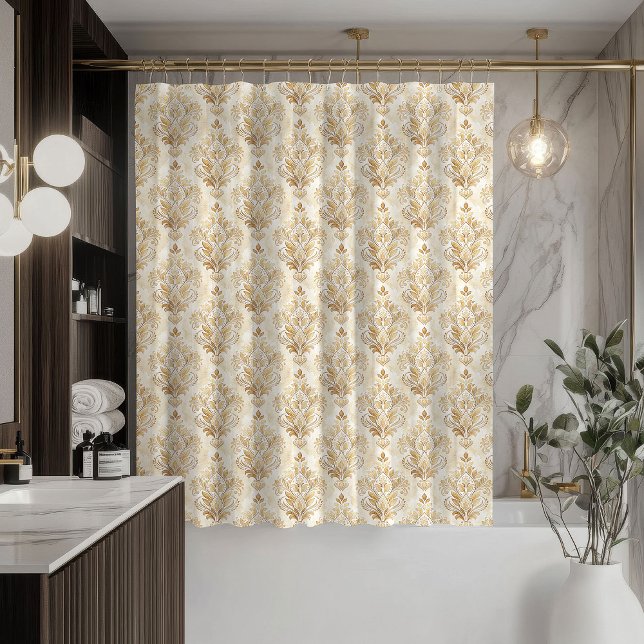 Soft Ivory Curtain Victorian Damask Bathroom Charm (Soft Ivory Curtain Victorian Damask Bathroom Charm)