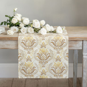 Soft Ivory Damask Table Runner Wedding or Event