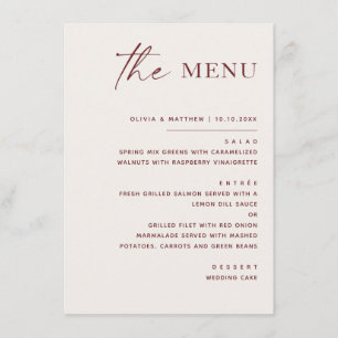 Soft Ivory Elegant Classic Wedding Modern Script Menu