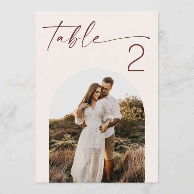Soft Ivory Elegant Photo Wedding Table Number (Front)