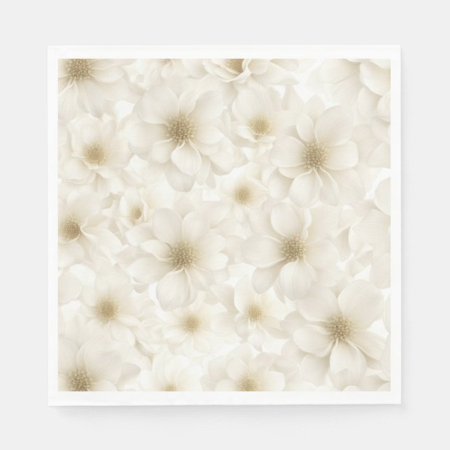 Soft Ivory Floral Abstract Napkin (Front)
