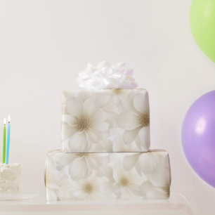 Soft Ivory Floral Abstract Wrapping Paper