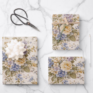 Soft Ivory Garden Bloom Wrapping Paper Sheet