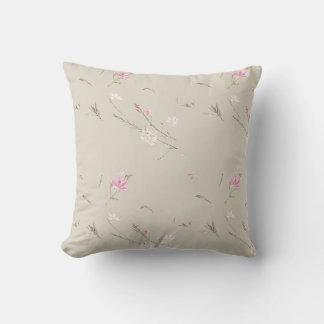 Soft Ivory Gaura Watercolor Floral Cushion
