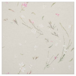 Soft Ivory Gaura Watercolor Floral Fabric
