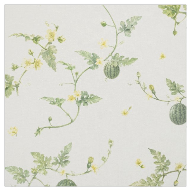 Soft Ivory Mini Watermelon Watercolor Botanical Fabric (Swatch)