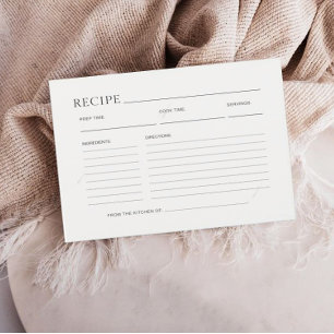 Soft Ivory Minimalist Bridal Shower Recipe Card