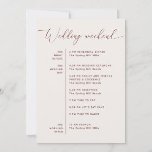 Soft Ivory Wedding Itinerary Weekend Timeline Invitation
