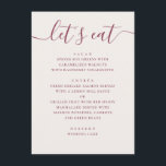 Soft Ivory Wedding. Modern Script Reception Dinner Menu<br><div class="desc">A minimalist wedding menu card designed to present your reception dinner in a clear and elegant way. Set on a soft ivory background with muted berry rose typography, the layout combines a script heading with structured menu sections. Each course is arranged for easy reading, allowing guests to quickly see what’s...</div>