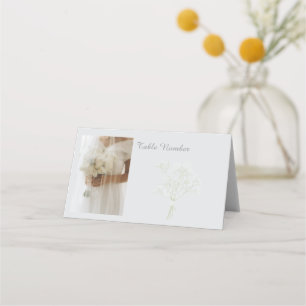 Soft Ivory Wedding, Romantic Bridal Guest Place Card