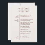 Soft Ivory Wedding Timeline | Minimalist Itinerary Invitation<br><div class="desc">A modern wedding timeline card featuring a soft ivory background paired with deep burgundy (deep wine red) typography. The design is clean and structured, making it easy for guests to follow the flow of the wedding weekend while keeping an elegant, understated look. The front side presents a clear wedding itinerary,...</div>