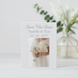 Soft Ivory Wedding with Romantic Modern Bride Save The Date