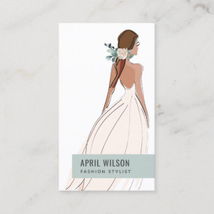 SOFT IVORY WHITE GREY WEDDING GOWN BRIDAL DRESS BUSINESS CARD
