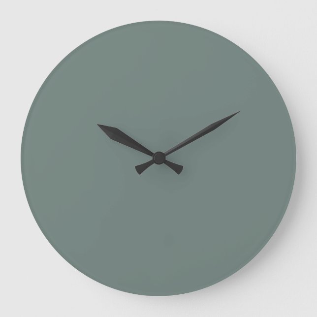 Soft Jade Pewter Green Solid Colour SW 0047 Large Clock (Front)