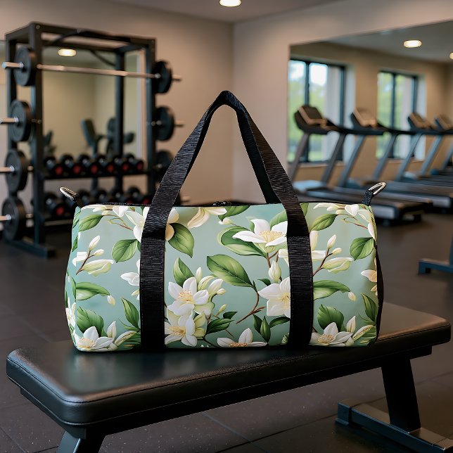 Soft Jasmine Floral Elegance Duffle Bag (Creator Uploaded)