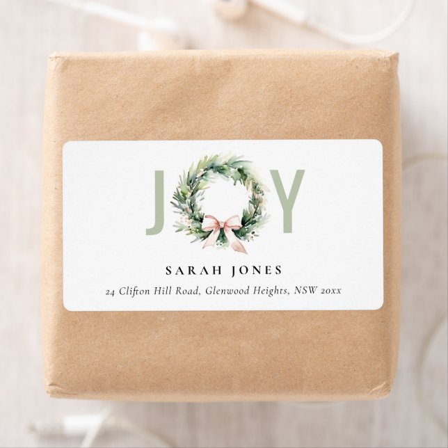 Soft Joy Blush Green Christmas Wreath Address (Insitu)
