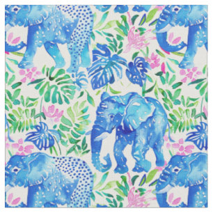Soft Jungle Elephants Fabric