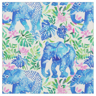 Soft Jungle Elephants Fabric