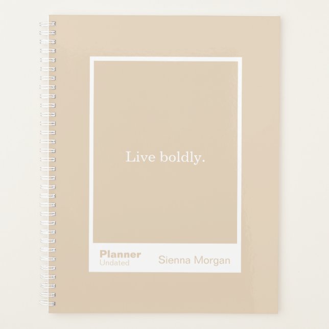 Soft Khaki/Beige Block Quote | Fully Customisable Planner (Front)