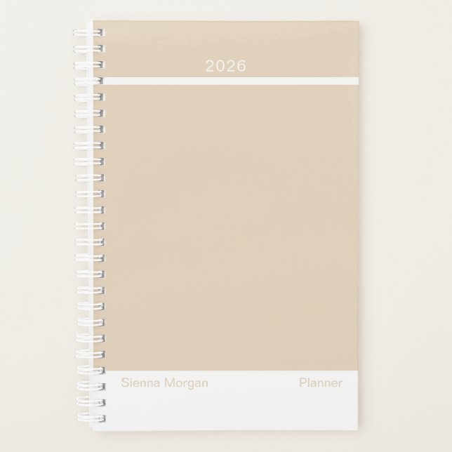 Soft Khaki/Beige Minimalist Planner (Front)